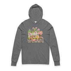 Floral Garden Cart Hooded Long Sleeve Tee