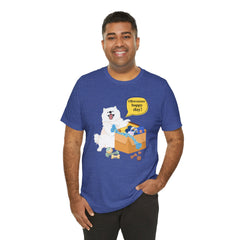 "Ohwoooo happy day!"  Happy Dog with treat delivery T‑Shirt — Pet Gift