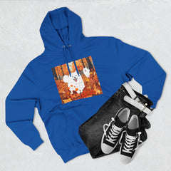 Autumn Samoyed Hoodie – Cute White Dog in Fall Leaves Fleece Pullover