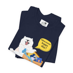 "Ohwoooo happy day!"  Happy Dog with treat delivery T‑Shirt — Pet Gift
