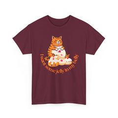 "I Want Some Jelly In My Belly"T-Shirt — Cute Cat Donut Design