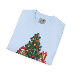 Christmas Australian Shepherd Dogs T-Shirt — Festive Tree & Presents Holiday Tee
