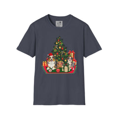 Christmas Australian Shepherd Dogs T-Shirt — Festive Tree & Presents Holiday Tee