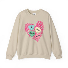 Heart Scribble with 'I Love You More' Candy HeartsCrewneck Sweatshirt