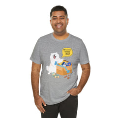"Ohwoooo happy day!"  Happy Dog with treat delivery T‑Shirt — Pet Gift
