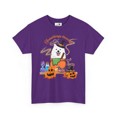Halloween Witchy Samoyed — Cute Spooky Pumpkin Cauldron Tee