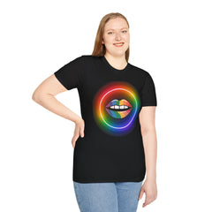 Rainbow Lips T-Shirt — Pride LGBT Neon Circle Graphic Tee