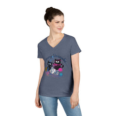 Coming Unraveled Cats V-Neck T-Shirt — Cute Knitting Cat Graphic Tee for Cat Lovers