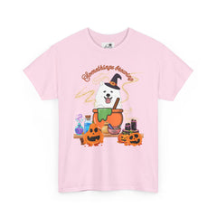 Halloween Witchy Samoyed — Cute Spooky Pumpkin Cauldron Tee
