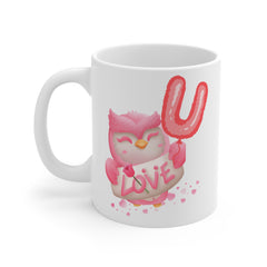 Owl Love U Mug — 11oz Cute Pink Valentine Coffee Cup