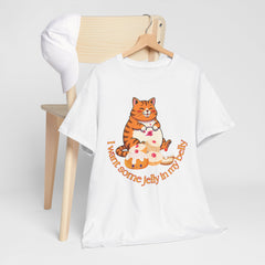 "I Want Some Jelly In My Belly"T-Shirt — Cute Cat Donut Design