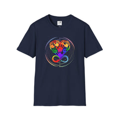 Autism Awareness, Pride Infinity Hands T-Shirt — Rainbow Neurodiversity Support Tee