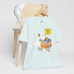 "Ohwoooo happy day!"  Happy Dog with treat delivery T‑Shirt — Pet Gift