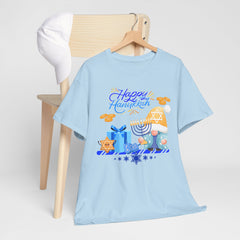 "Happy Hanukkah" Knome with Menorah & Dreidel Holiday Tee