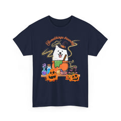 Halloween Witchy Samoyed — Cute Spooky Pumpkin Cauldron Tee