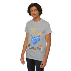 Hanukkah Blue Dreidel & Menorah Holiday Tee 2 design options