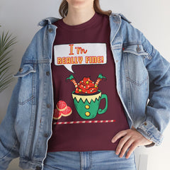 I'm Really Fine Tee — Cute Elf in a coffee cup Graphic T-Shirt