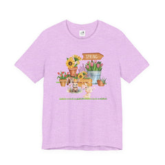 Spring Garden Tee — Cute Bunny & Flower Pots Graphic T-Shirt
