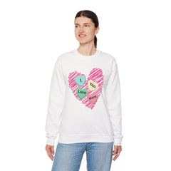 Heart Scribble with 'I Love You More' Candy HeartsCrewneck Sweatshirt