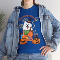 Halloween Witchy Samoyed — Cute Spooky Pumpkin Cauldron Tee