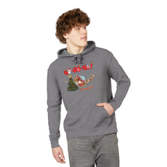 Christmas Santa Sleigh Hoodie — "Ho Ho Ho!" Off We Goooo! Holiday Sweatshirt with Tree & Reindeer