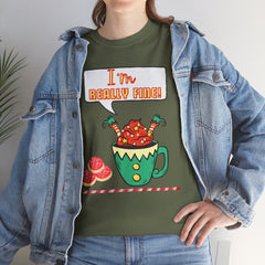 I'm Really Fine Tee — Cute Elf in a coffee cup Graphic T-Shirt