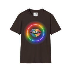 Rainbow Lips T-Shirt — Pride LGBT Neon Circle Graphic Tee