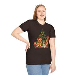 Christmas Golden Retriever Dog T-Shirt — Festive Tree & Presents Holiday Tee