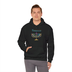 Hanukkah Menorah Hoodie — Festive Glitter Menorah Sweatshirt