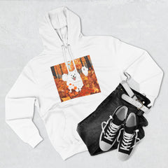 Autumn Samoyed Hoodie – Cute White Dog in Fall Leaves Fleece Pullover