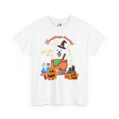 Halloween Witchy Samoyed — Cute Spooky Pumpkin Cauldron Tee