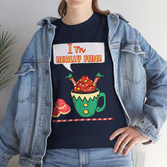 I'm Really Fine Tee — Cute Elf in a coffee cup Graphic T-Shirt