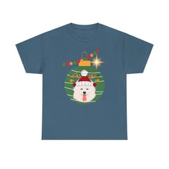 Christmas Samoyed Unisex Heavy Cotton Tee Customizable