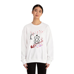 Couple Stick Figure Sweatshirt – Cute Heart Walk Valentine Crewneck