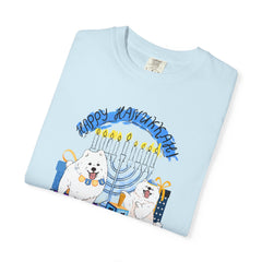 Hanukkah Dog T-Shirt — Cute Menorah & Dreidel Holiday Tee