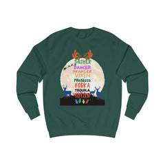 Christmas Reindeer Drink Names Sweatshirt — Dasher Dancer Prancer Vixen Prosecco Vodka Holiday Pullover