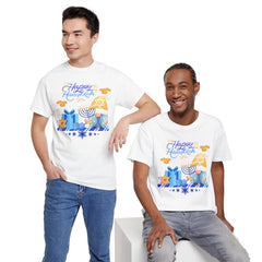 "Happy Hanukkah" Knome with Menorah & Dreidel Holiday Tee
