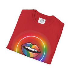 Rainbow Lips T-Shirt — Pride LGBT Neon Circle Graphic Tee