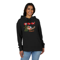 Christmas Santa Sleigh Hoodie — "Ho Ho Ho!" Off We Goooo! Holiday Sweatshirt with Tree & Reindeer