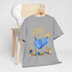 Hanukkah Blue Dreidel & Menorah Holiday Tee 2 design options
