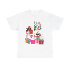 Christmas Cat Gifts T-Shirt — "Dear Santa it Was the Cat" Holiday Tee
