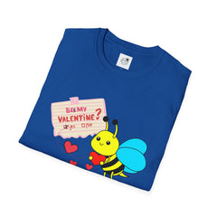 Valentine Bee T-Shirt — "Be My Valentine?" Cute Bee Hearts Tee