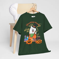 Halloween Witchy Samoyed — Cute Spooky Pumpkin Cauldron Tee