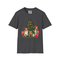 Christmas Australian Shepherd Dogs T-Shirt — Festive Tree & Presents Holiday Tee
