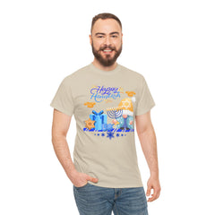 "Happy Hanukkah" Knome with Menorah & Dreidel Holiday Tee