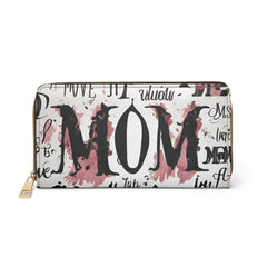 Mom Script Zip Wallet — Floral Typography Chic Wallet