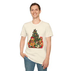 Christmas Golden Retriever Dog T-Shirt — Festive Tree & Presents Holiday Tee