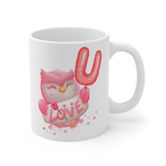 Owl Love U Mug — 11oz Cute Pink Valentine Coffee Cup