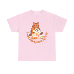 "I Want Some Jelly In My Belly"T-Shirt — Cute Cat Donut Design