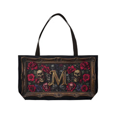 Monogram "M" Weekender Tote Bag — Gothic Skull & Rose Travel Bag